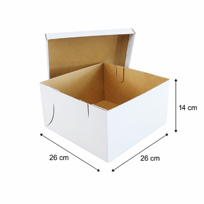 Pudełko na tort 26 cm x 26 cm x 14 cm - 50 sztuk