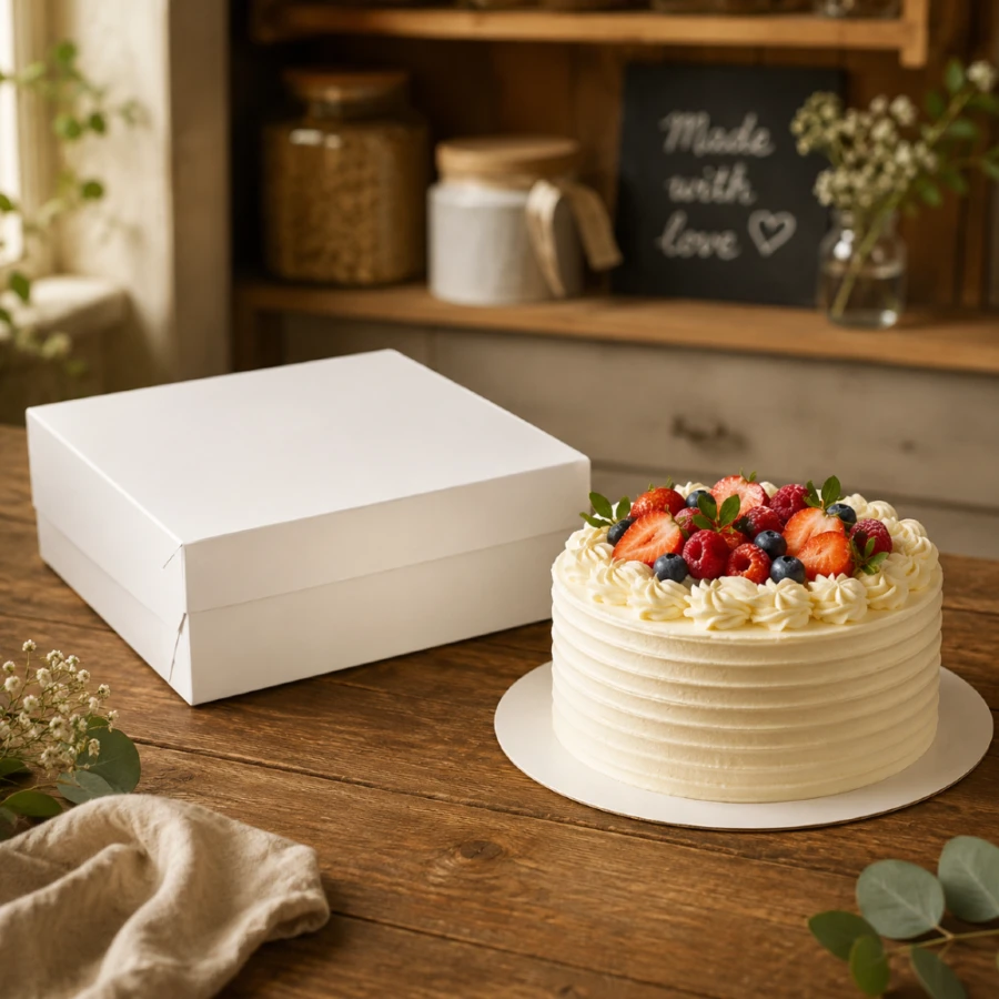 Pudełko na tort z FSC 18 cm x 18 cm x 9 cm - 50 sztuk