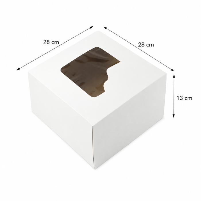 Pudełko na tort z okienkiem 28 cm x 28 cm x 13 cm - 50 sztuk
