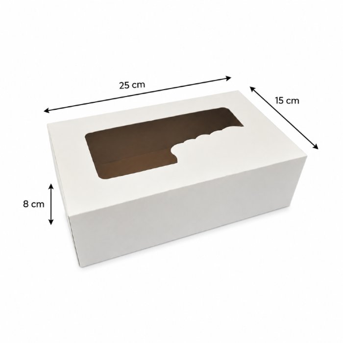 Pudełko na ciasta, ciastka z okienkiem 25 cm x 15 cm x 8 cm - 50 sztuk