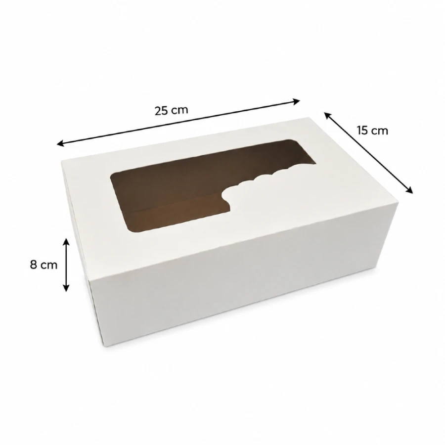 Pudełko na ciasta, ciastka z okienkiem 25 cm x 15 cm x 8 cm - 50 sztuk