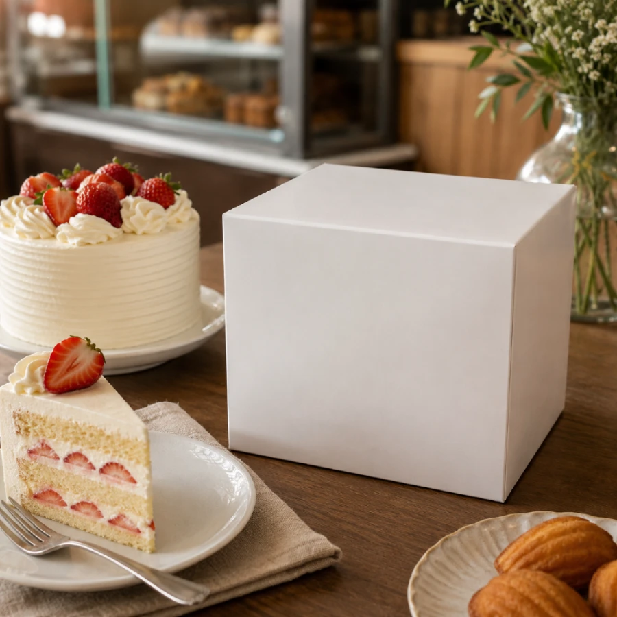 Pudełko na ciasto klejone z pokrywą 11 cm x 11 cm x 10 cm - 100 sztuk