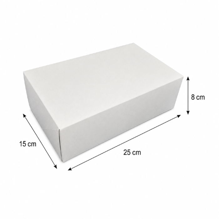 Pudełko na ciastka, pączki, białe - 25 cm x 15 cm x 8 cm - 50 sztuk