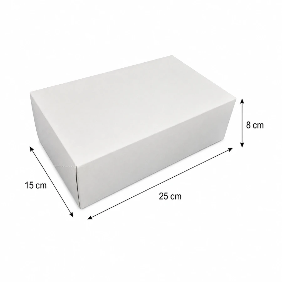 Pudełko na ciastka, pączki, białe - 25 cm x 15 cm x 8 cm - 50 sztuk