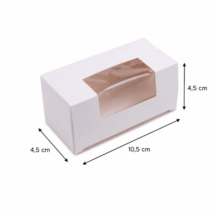 Pudełko na ciastka, makaroniki, z oknem - 10,5 cm x 4,5 cm x 4,5 cm 100 sztuk