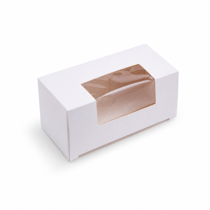 Pudełko na ciastka, makaroniki, z oknem - 10,5 cm x 4,5 cm x 4,5 cm 100 sztuk