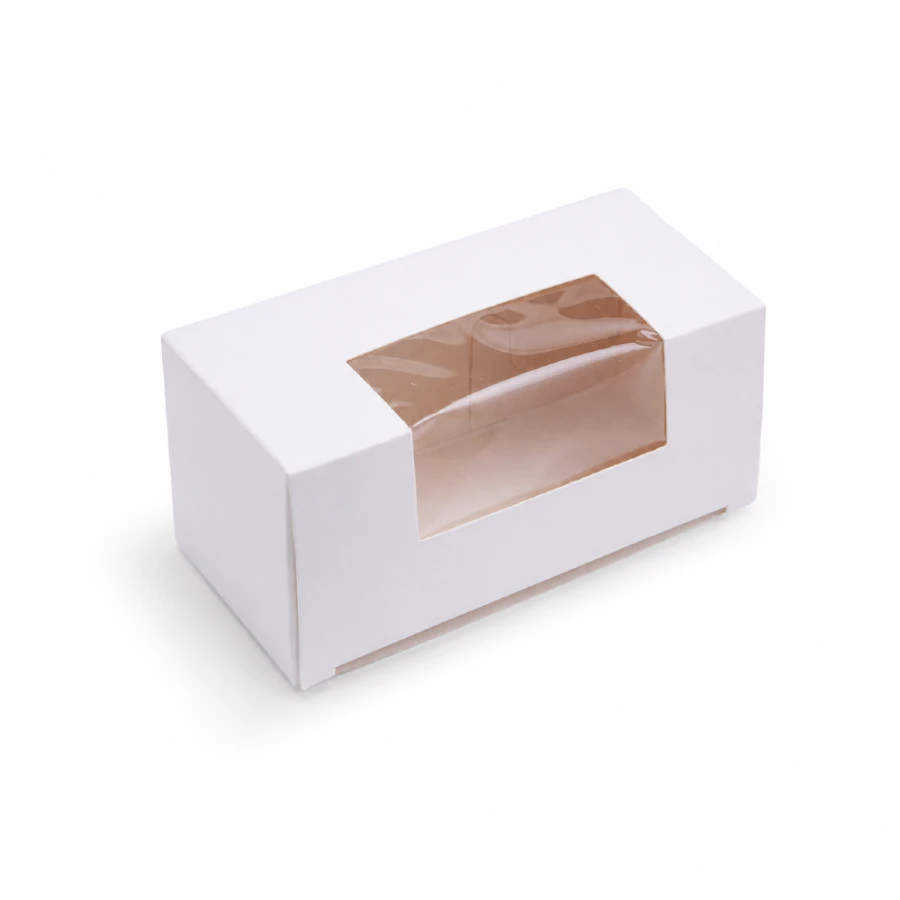 Pudełko na ciastka, makaroniki, z oknem - 10,5 cm x 4,5 cm x 4,5 cm 100 sztuk