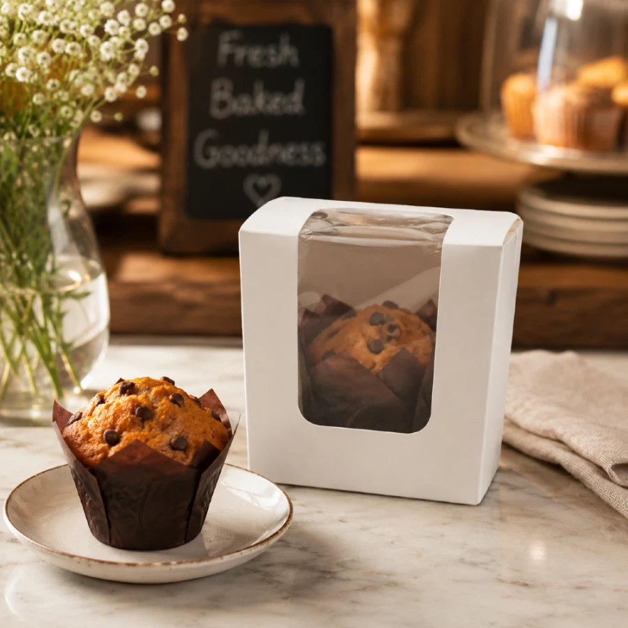 Pudełko na ciastko, muffina z okienkiem 9 x 9 x 9,5 cm - 100 sztuk