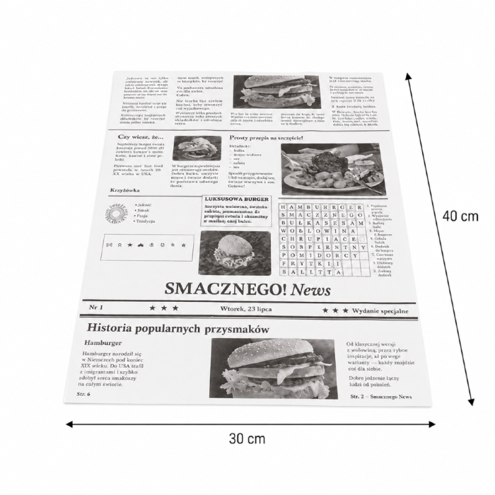 Papier do pakowania 40 cm x 30 cm tłuszczoodporny GAZETA - 1000 sztuk