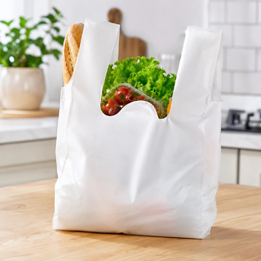 Reklamówki HDPE wielokrotnego użytku 20 µm 30 cm x 7 cm x 55 cm białe - 1 kg