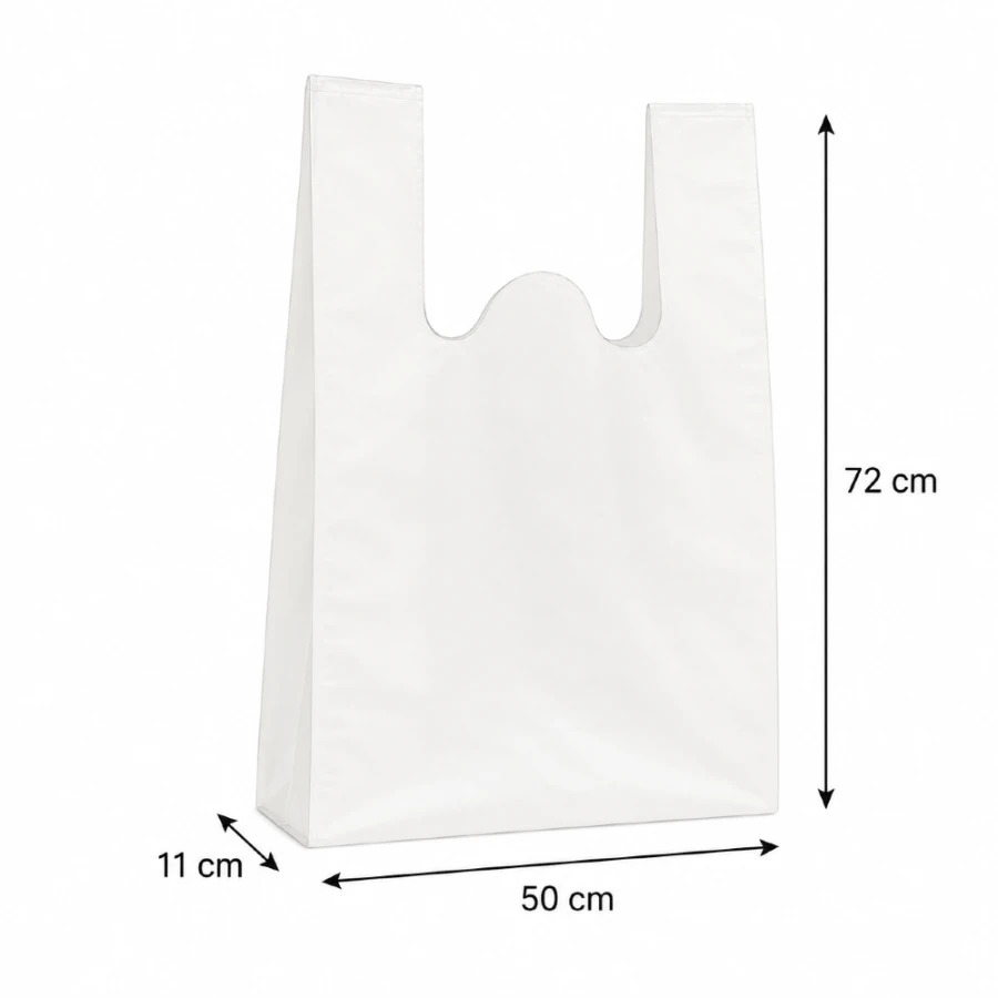 Reklamówki HDPE wielokrotnego użytku 18 µm 50 cm x 11 cm x 72 cm białe - 50 sztuk