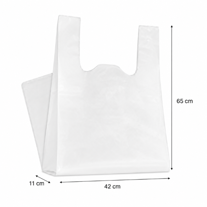 Reklamówki HDPE wielokrotnego użytku 17 µm 42 cm x 11 cm x 65 cm białe - 100 sztuk