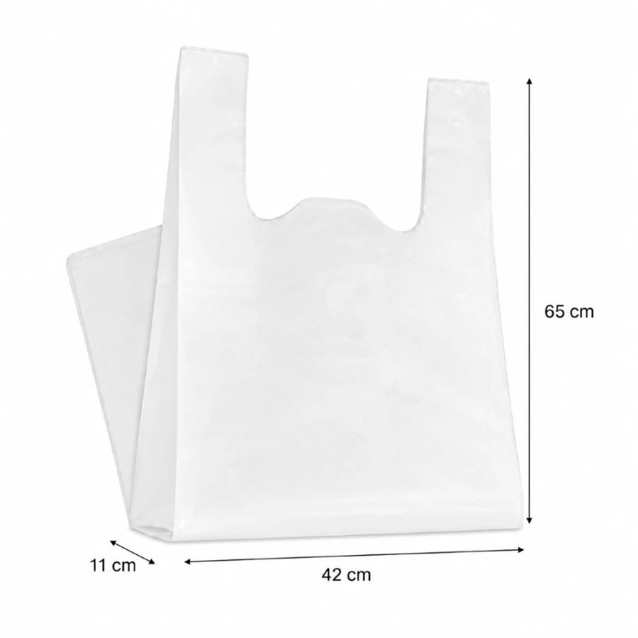 Reklamówki HDPE wielokrotnego użytku 17 µm 42 cm x 11 cm x 65 cm białe - 100 sztuk