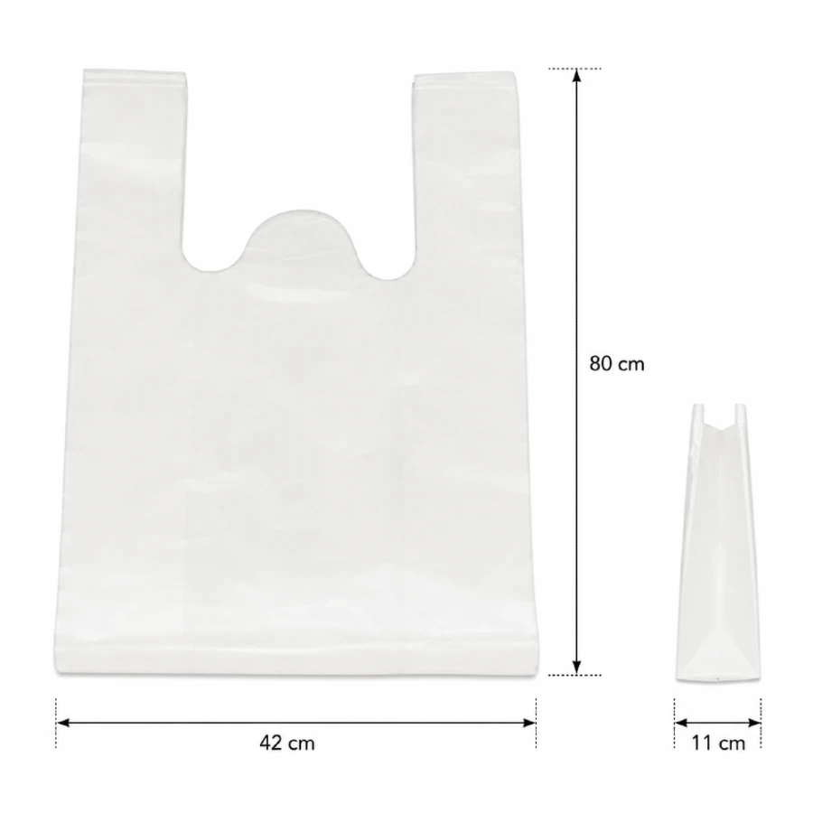 Reklamówki HDPE wielokrotnego użytku 17 µm 42 cm x 11 cm x 80 cm białe - 100 sztuk