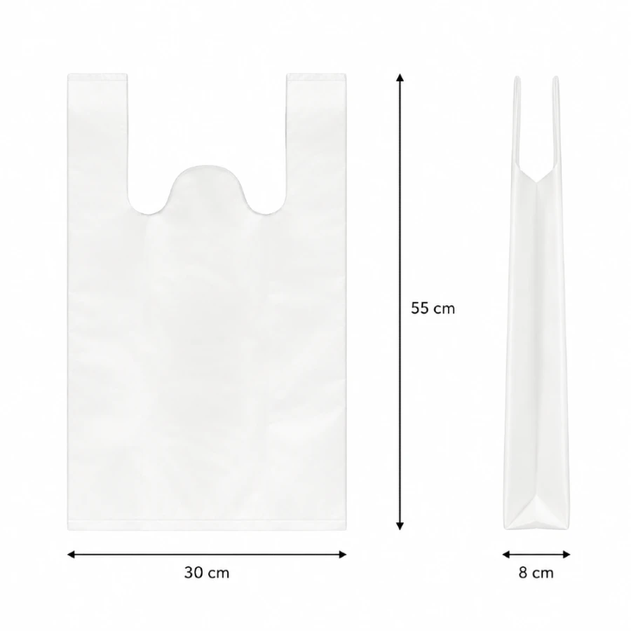 Reklamówki HDPE 51 µm 30 cm x 8 cm x 55 cm białe - 50 sztuk
