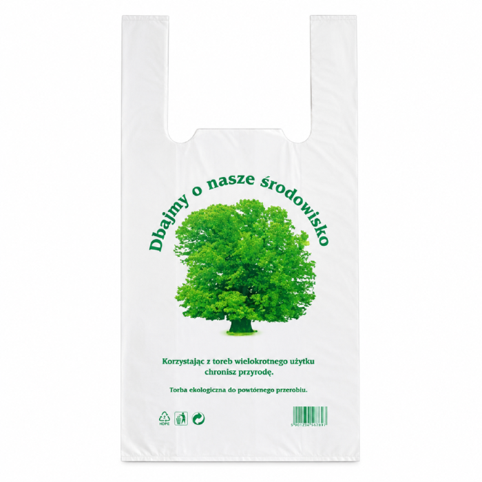 Reklamówki HDPE wielokrotnego użytku Drzewo 14 µm 55 cm x 30 cm x 7 cm- 200 sztuk