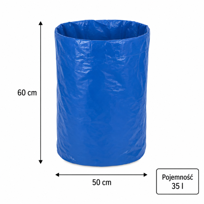 Worki na śmieci z folii LDPE z taśmą, 35 l niebieskie - 15 szt.