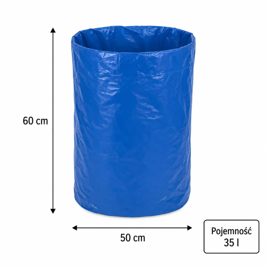 Worki na śmieci z folii LDPE z taśmą, 35 l niebieskie - 15 szt.