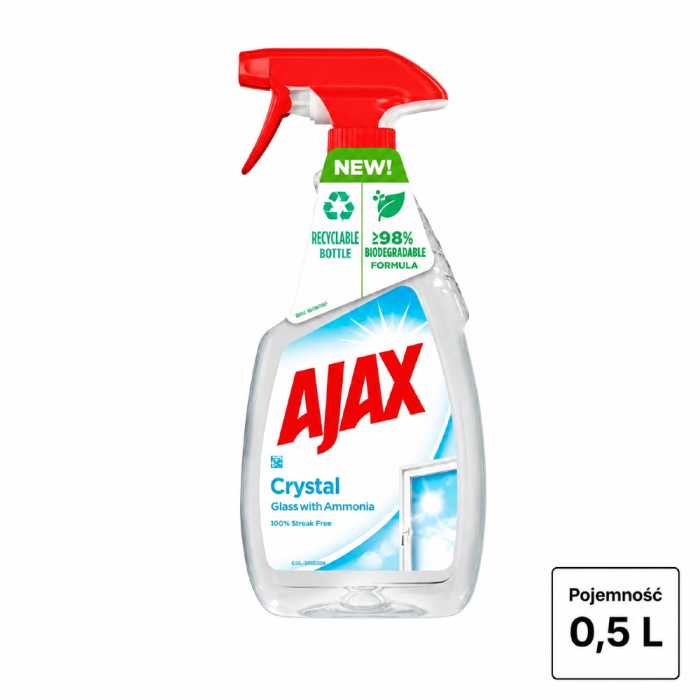 AJAX płyn do szyb CRYSTAL z amoniakiem 0,5L