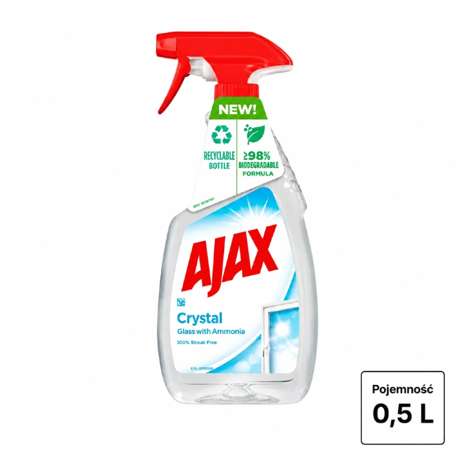 AJAX płyn do szyb CRYSTAL z amoniakiem 0,5L