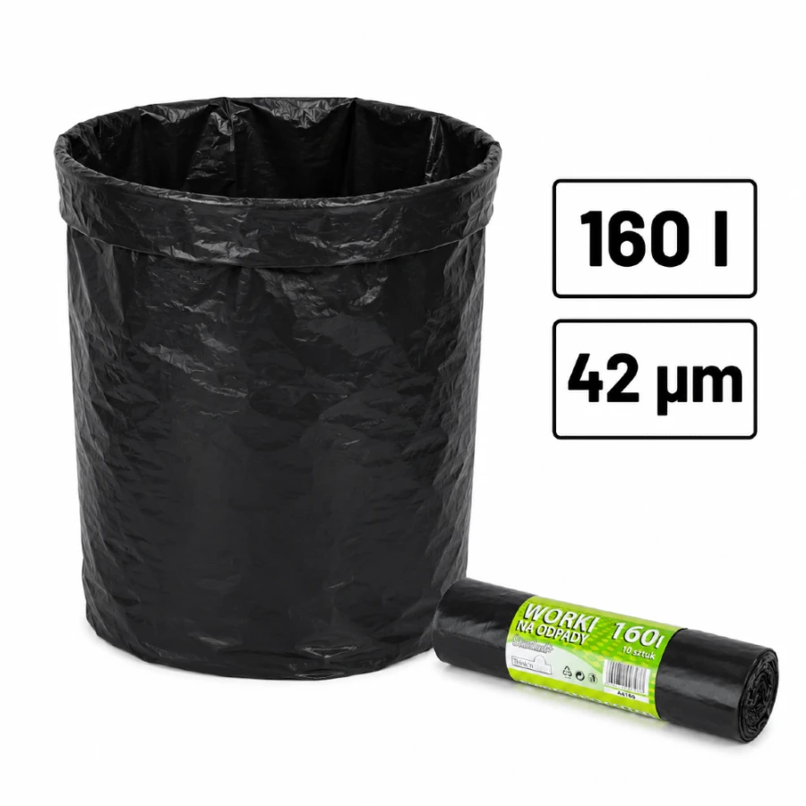 Worek na śmieci z folii LDPE 42 µm, 160 l - 10 sztuk