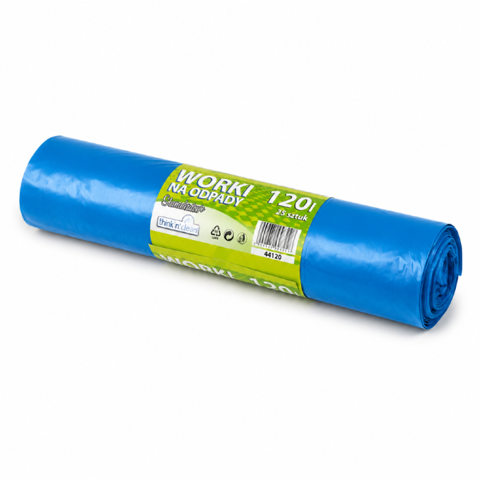 Worek na śmieci z folii LDPE 32 µm, 120 l - 25 sztuk