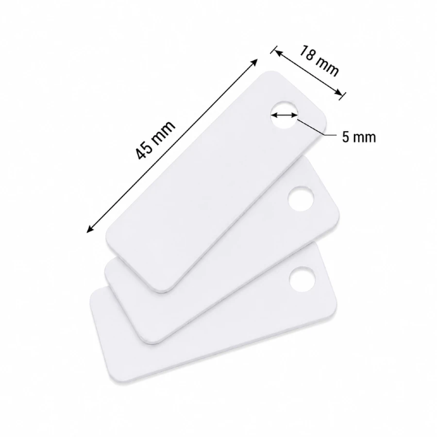 Etykieta PVC z otworem, fi 5 mm do druku urządzeniem COLOP E-mark - 20 szt