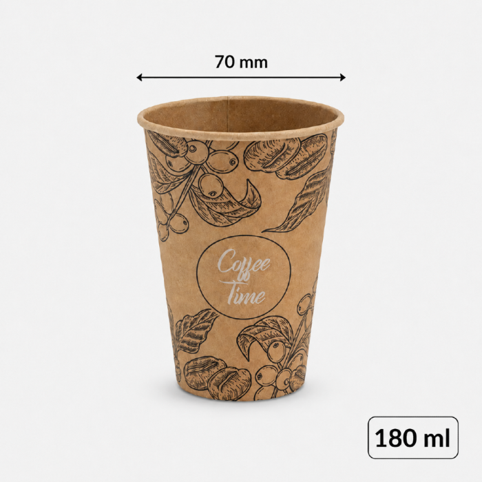 Kubek papierowy z nadrukiem ALL YOU NEED 180 ml, fi 70 mm - 100 sztuk