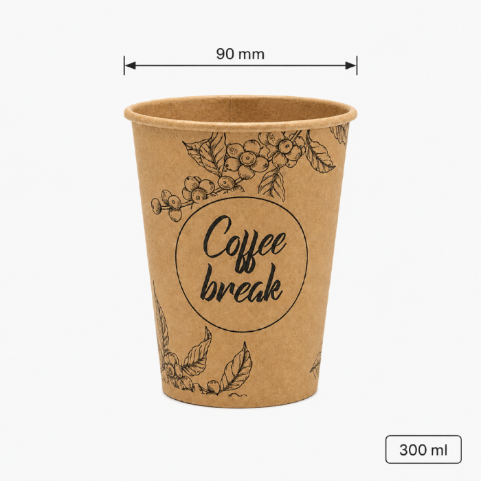 Kubek papierowy z nadrukiem ALL YOU NEED 300 ml, fi 90 mm - 50 sztuk