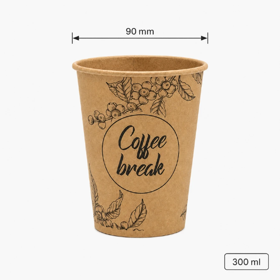 Kubek papierowy z nadrukiem ALL YOU NEED 300 ml, fi 90 mm - 50 sztuk