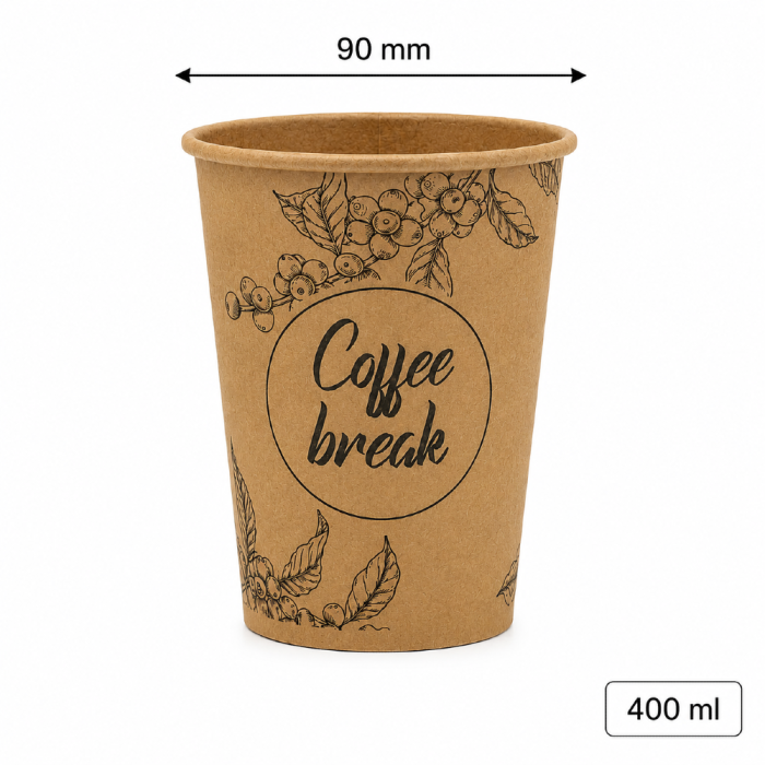 Kubek papierowy z nadrukiem ALL YOU NEED 400 ml, fi 90 mm - 50 sztuk