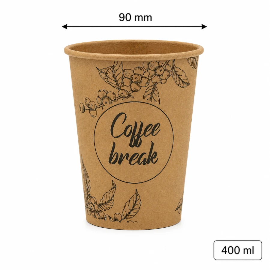 Kubek papierowy z nadrukiem ALL YOU NEED 400 ml, fi 90 mm - 50 sztuk