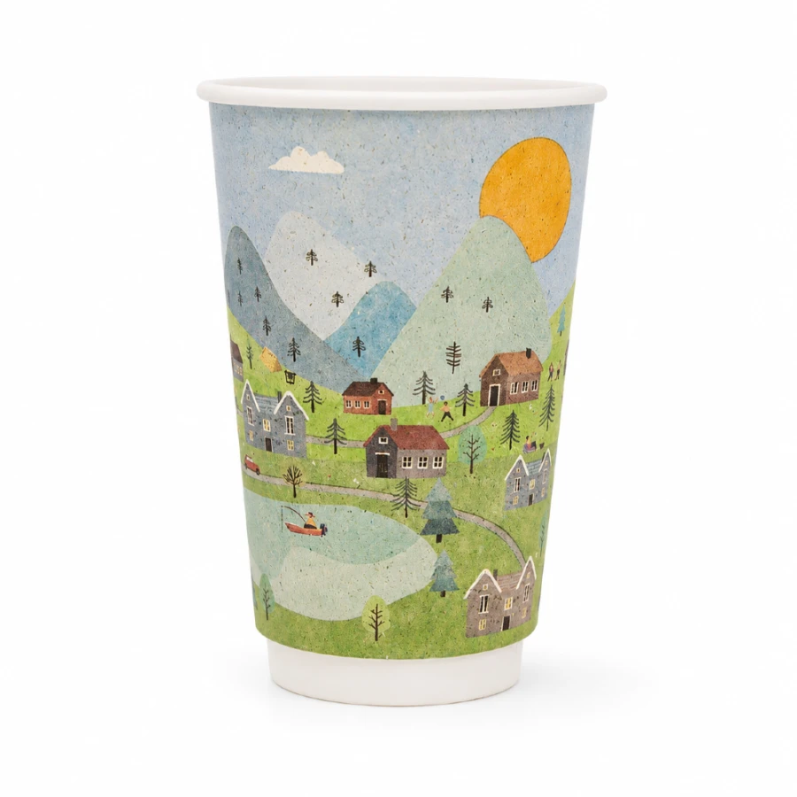 Kubek papierowy termiczny dwuwarstwowy trawa z nadrukiem SUMMER 400 ml fi 90 mm - 20 sztuk