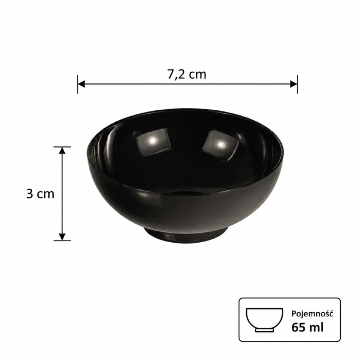 Pojemniki na przekąski okrągłe fingerfood 65 ml, czarne fi 7,2 cm - 50 sztuk