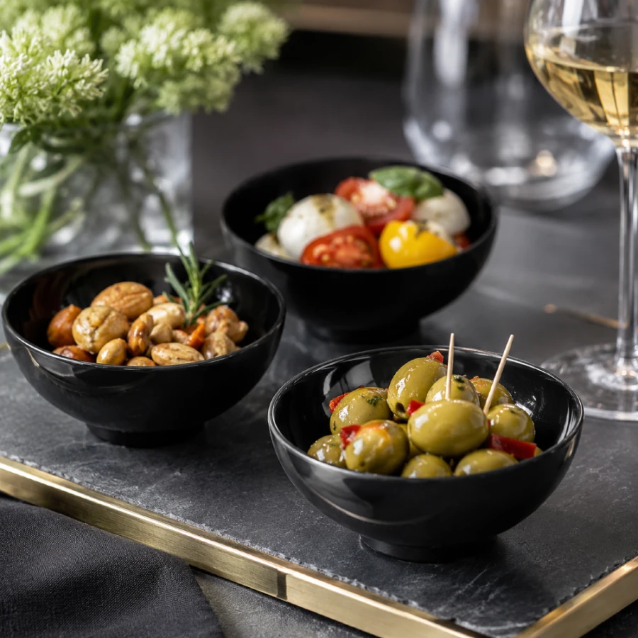 Pojemniki na przekąski okrągłe fingerfood 65 ml, czarne fi 7,2 cm - 50 sztuk